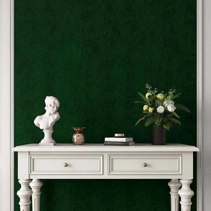 YENHOME 17.7"X590" Emerald Green Wallpaper Vintage Green Peel and Stick - Image 5