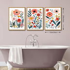 KISSFOX Framed Colorful Wildflower Canvas Wall Art Set Of 3 Flowers Pictures - Image 6
