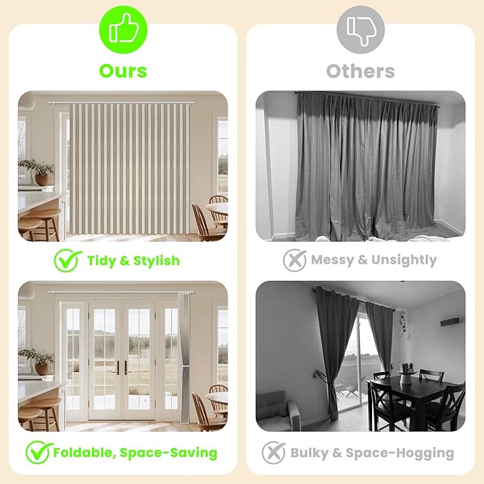 AJAZZ Blackout Accordion Door Curtain 98"x84" Cream White - Image 2