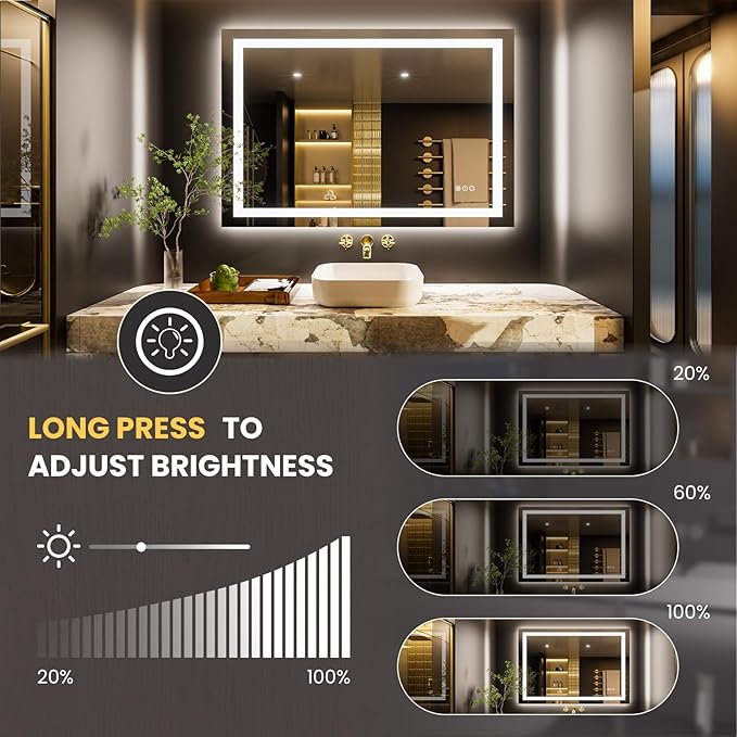 LOAAO 48"x24" LED Bathroom Mirror - Image 3