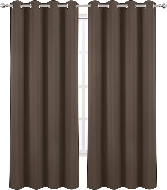 LEMOMO Chocolate Brown Thermal Blackout Curtains/52 x 108 Inch/Set of 2 Panels - Image 2