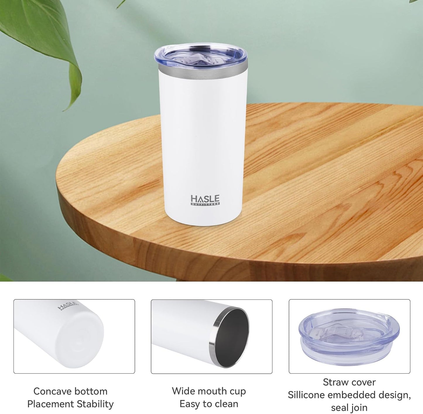 HASLE OUTFITTERS 12 oz Skinny Tumbler, Stainless Steel Insulated Slim Tumbler set bulk with Lid, Reusable Double Wall Travel Coffee Mug, Durable Powder Coated Travel Water Cup(White,6)