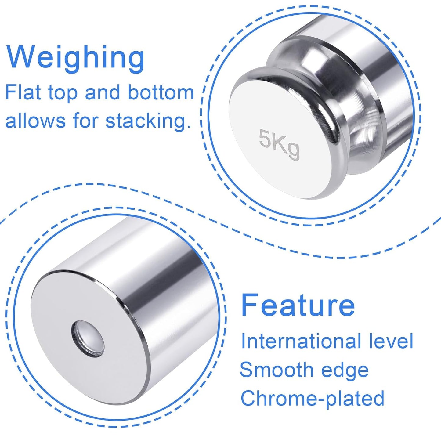 QP 5000g Calibration Weights, OIML Class M1 High Precision Gram Weights, Stainless Steel Scale Calibration Weight for Digital Scale, Balance Scale, Chrome Finish Scale Weights with Storage Case