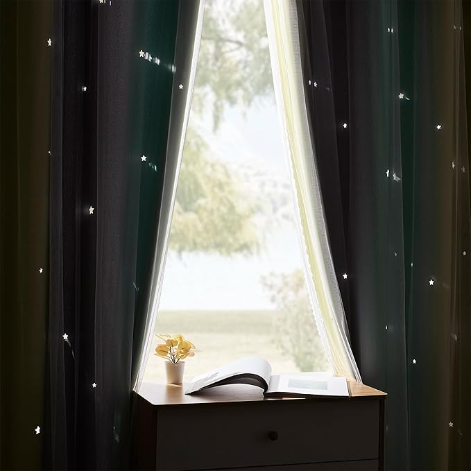 XiDi Curtains for Bedroom Decor, Rainbow GreenYellowGrey34/90/1 - Image 6