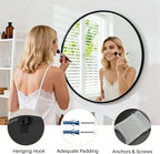 Bathroom Mirror for Wall, 24 Inch Round Mirror, Matte Black Metal Framed Circle - Image 6
