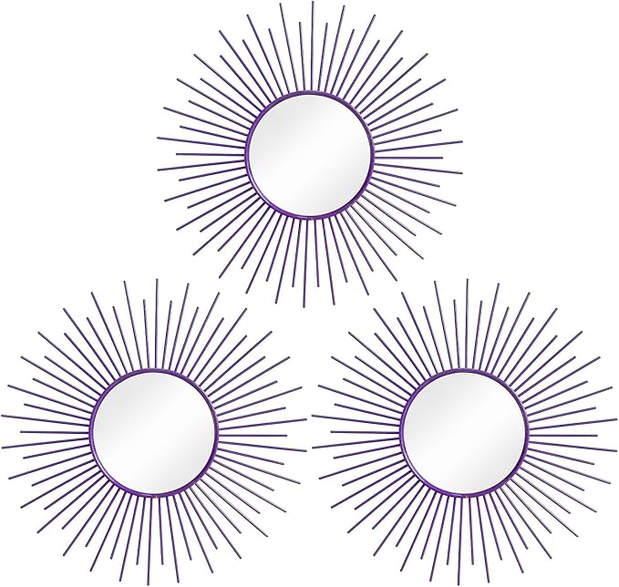 3 Pack Metal Mirrors for Wall Sunburst Wall Mirrors Home Décor Decorative by Uaussi