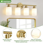 Zarbitta 4-Light Bathroom Light Fixtures, Brushed Gold Modern Vanity Lights - Image 5