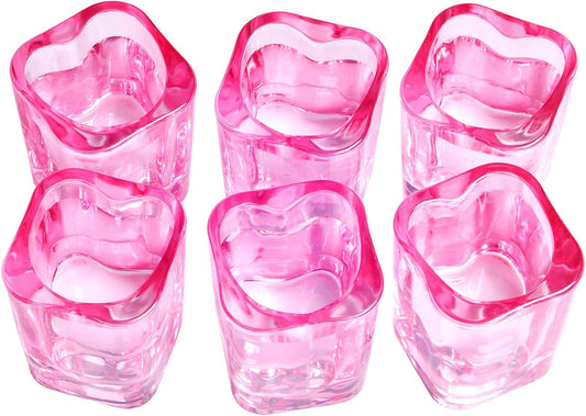 Shot Glasses, 2oz Heavy Base Set of 6 - Pink, Heart Shaped, Square - Cute Bar Cart Accessories
