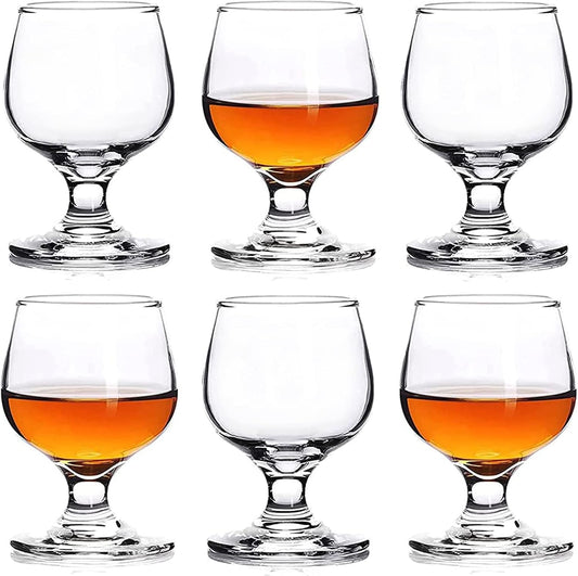 Shot Glasses - 6pc Set, 8.8oz Clear Cute Glass Snifters Perfect for Tasting Brandy