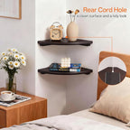 Gieanoo Floating Corner Shelves Set 2 16inch Walnut Solid Oak Rounded Corner - Image 6