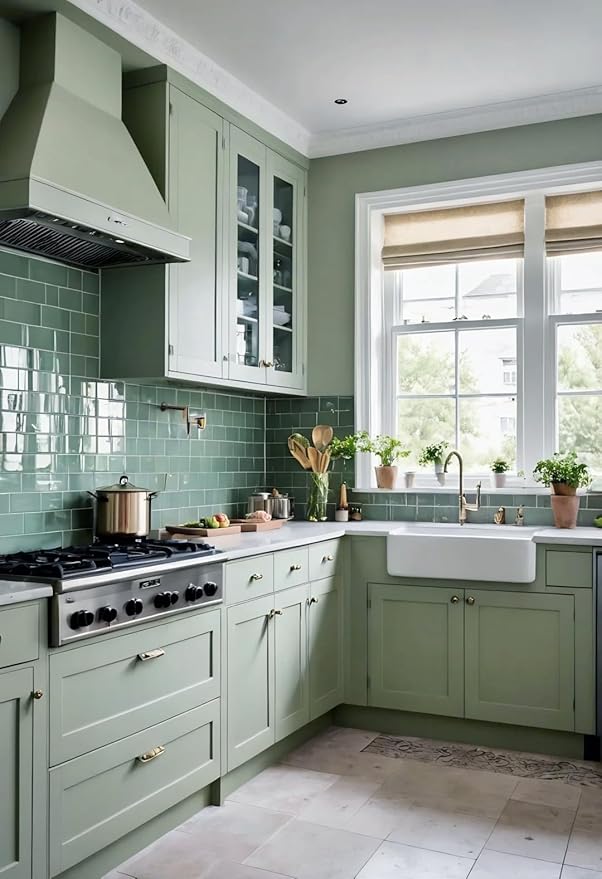 Dimoon 590''x23.6'' Green Peel and Stick Wallpaper Contact Paper Modern Self - Image 3