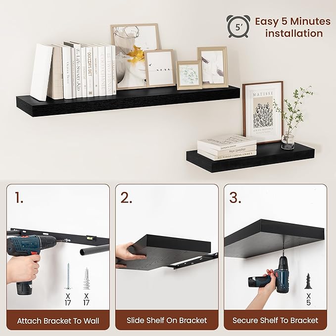 Vivelove 2 inch Thick Floating Shelves - Image 7