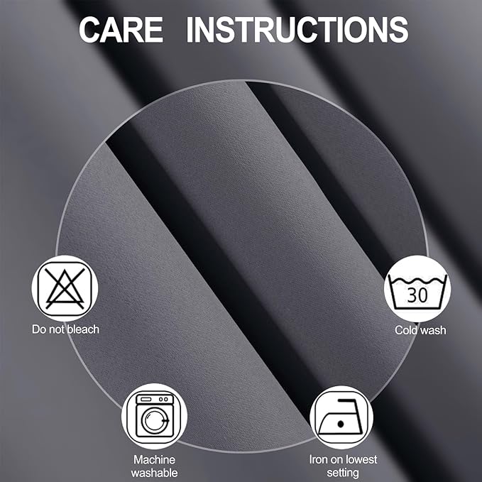 LEMOMO Blackout Curtains 52 x 120 Inch Long Grey Curtains Set of 2 Panels Room - Image 4
