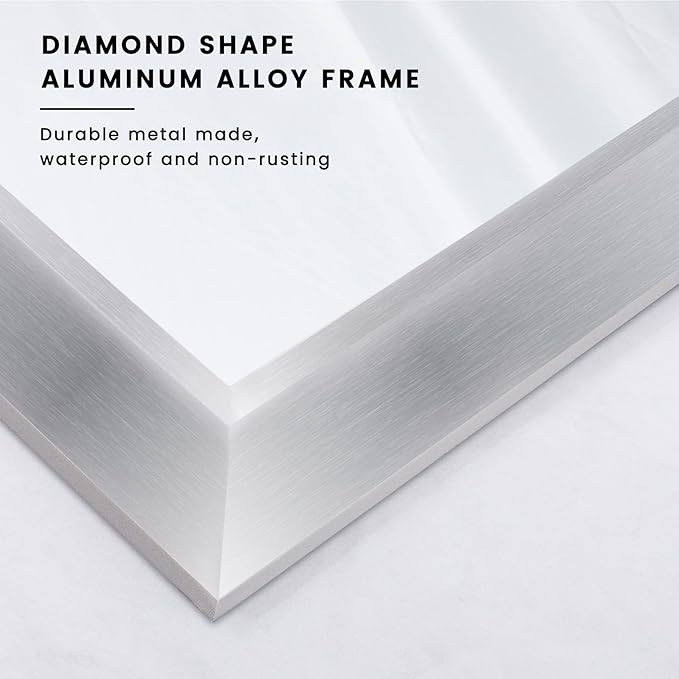 Amorho 40x36 Inch Bathroom Mirror Silver, Thick Metal Framed Wall Mirrors - Image 2