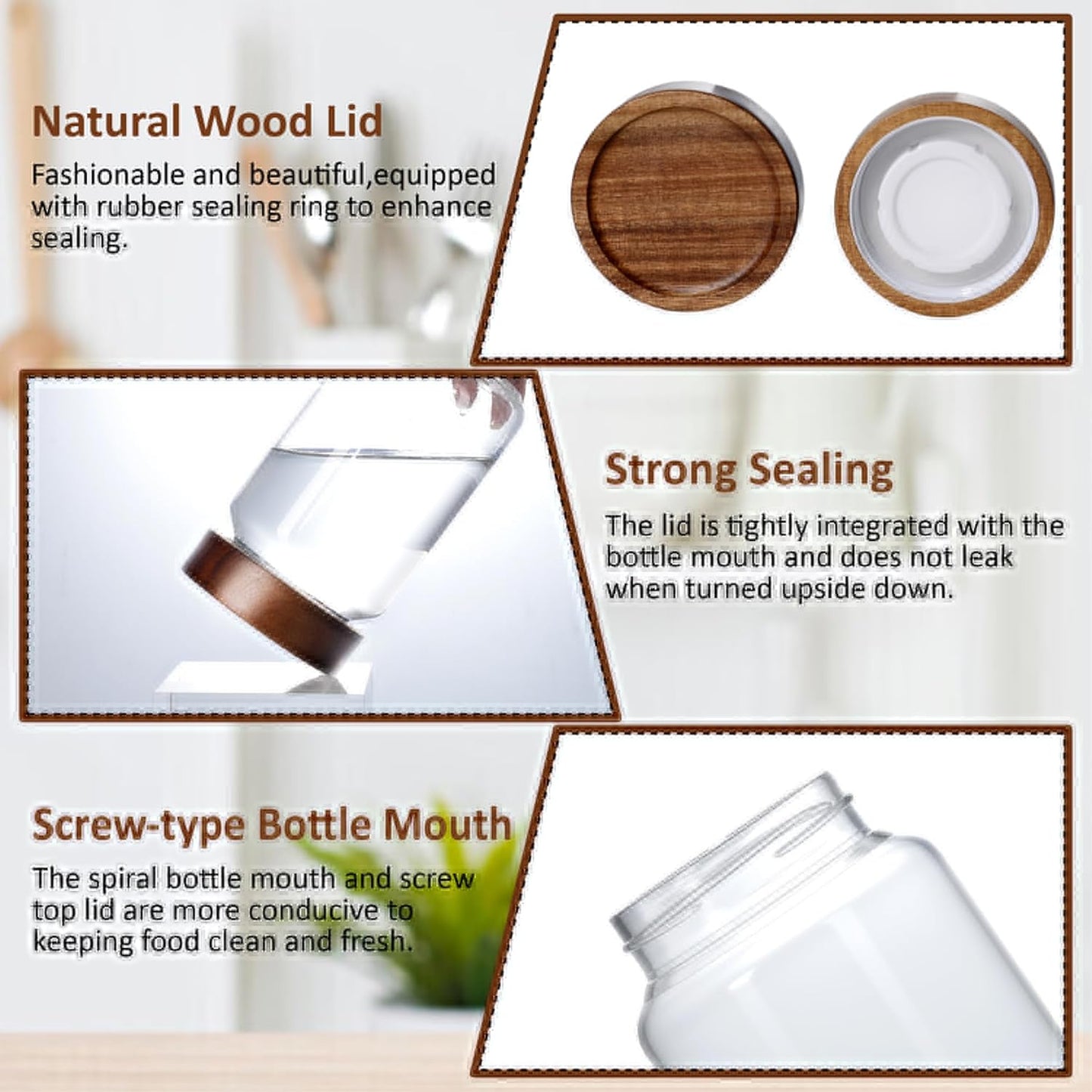 30 oz/900 ml Glass Jar with Airtight Wooden Screw Top Lid, Clear Stackable Food Storage Canister, Large Tall Decorative Glass Container for Coffee, Candy, Cookie, Sugar, Oatmeal, Salt, Pasta