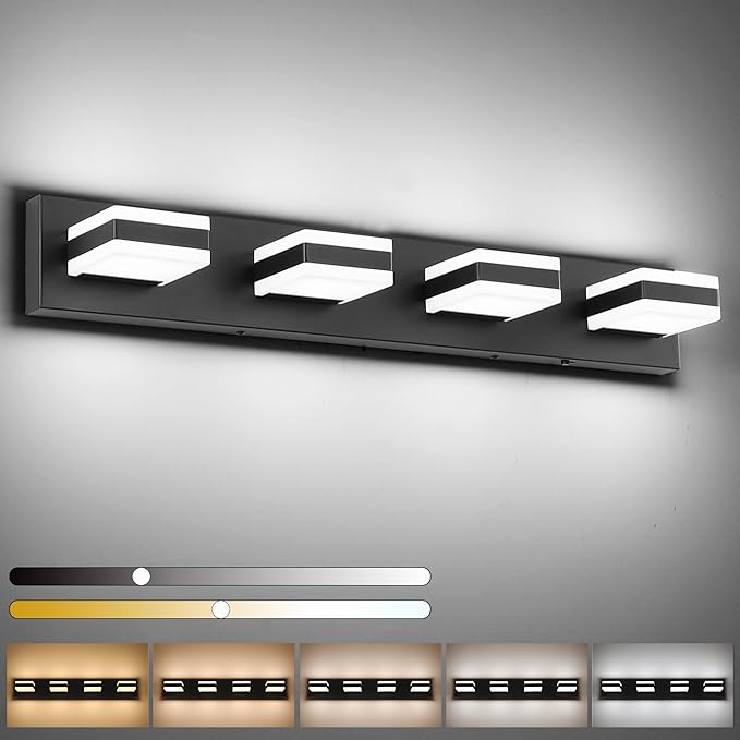 SOLFART Bathroom Vanity Lights, Adjustable Black Matt Black Vanity Light by SOLFART