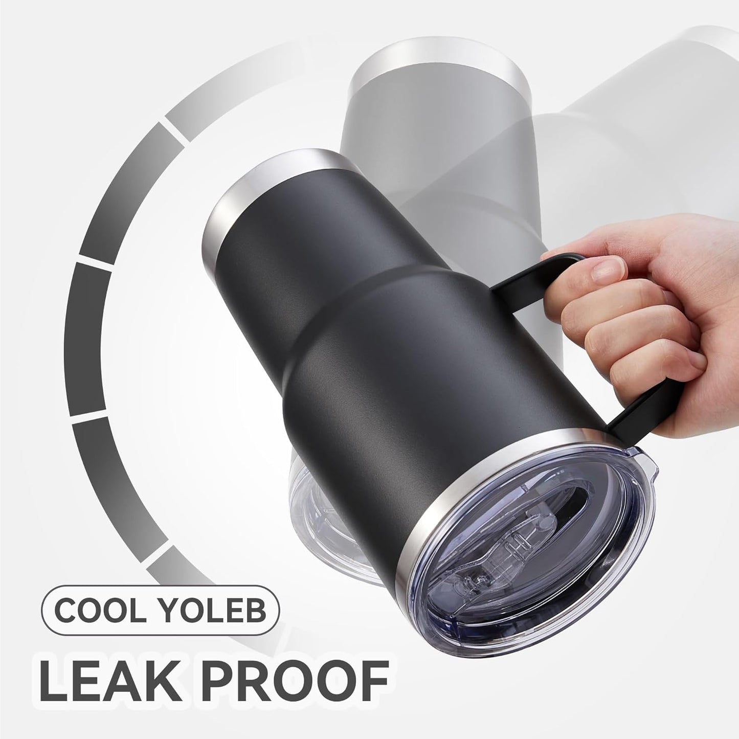 30 oz Tumbler with Handle and Lid, Stainless Steel Tumblers Bulk Double Wall Vacuum Insulated Travel Mug Leak Proof Cup Keep Drinks Cold and Hot Black, 4 Pack