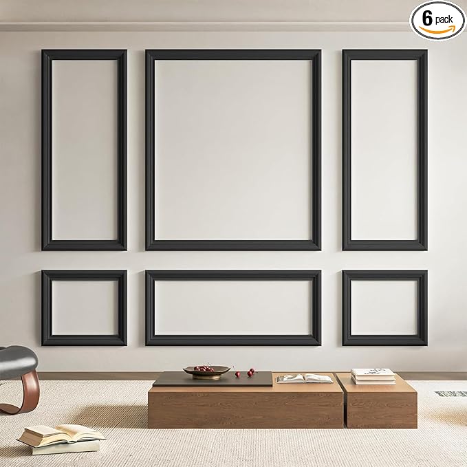 Art3d Pre-Cut Wall Molding Set of 6 pcs, Ready-to-Assemble Wainscoting Panels by Art3d