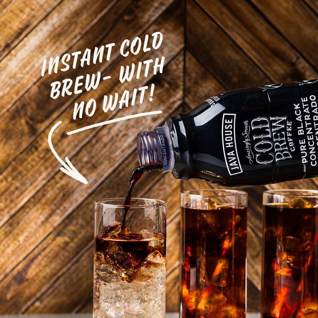 JAVA HOUSE Cold Brew Coffee, Colombian 4:1 Liquid Concentrate, 32 Ounce Bottle