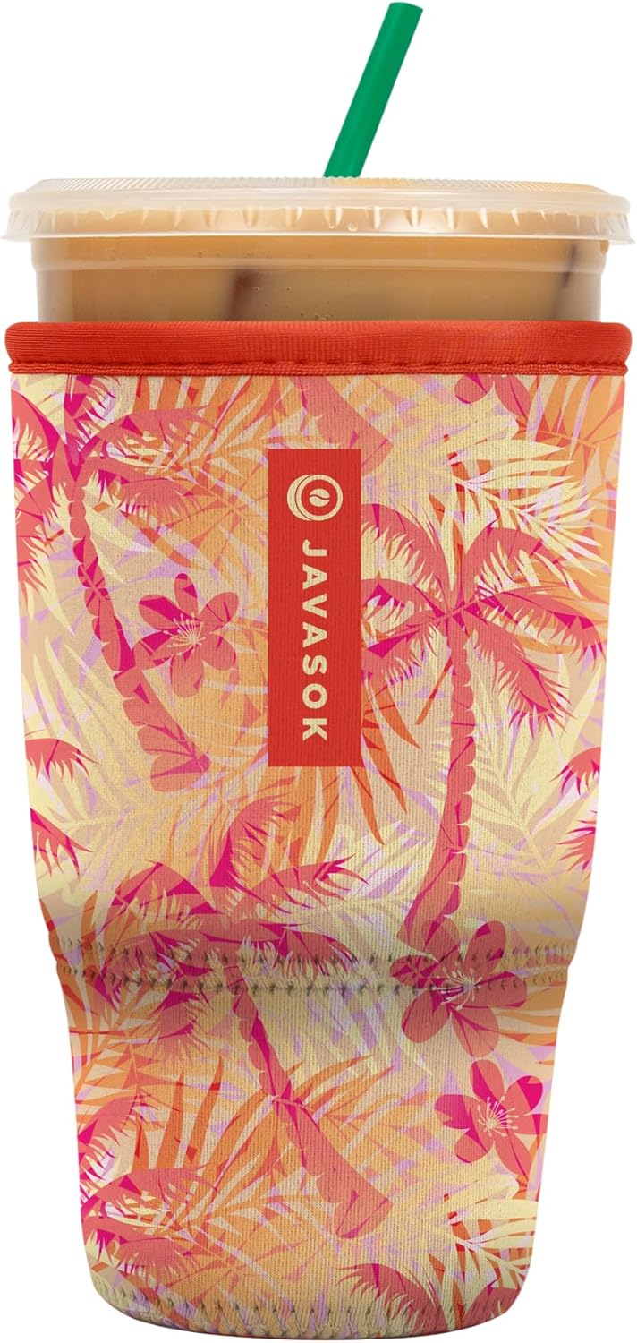 Sok It JavaSok Iced Coffee & Cold Soda Insulated Neoprene Cup Sleeve (Tropical Dream, Large: 30-32oz)