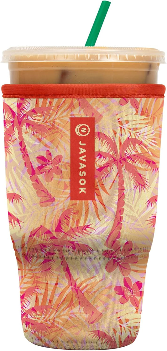 Sok It JavaSok Iced Coffee & Cold Soda Insulated Neoprene Cup Sleeve (Tropical Dream, Large: 30-32oz)