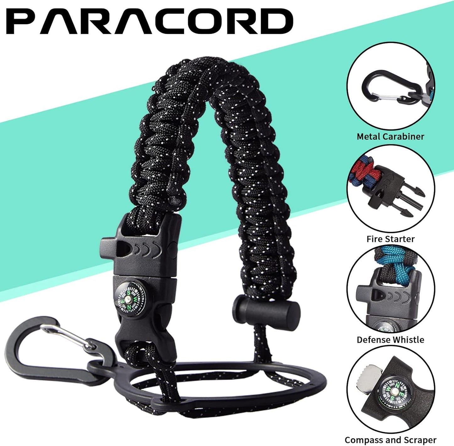 128OZ Insulated Water-Bottles with Strap - 1 Gallon Large Water Jug with Straw & Spout Lid, Stainless Steel Water Bottle Leak Proof, Cold-48h Hot-24h Metal Water Flask w/Paracord Handle, Carrier Bag