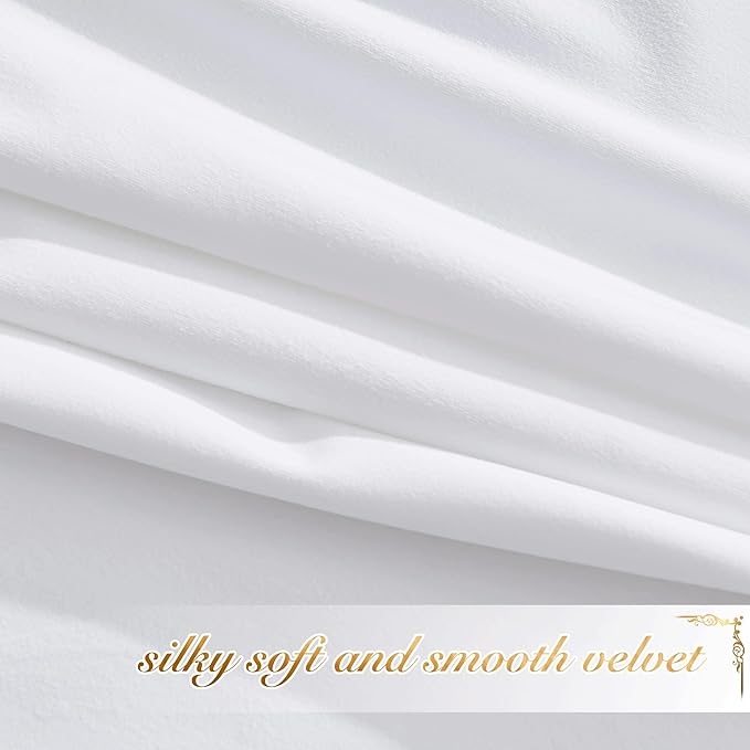 NICETOWN Pure White Velvet Curtains 96 inches Long 2 Panels, Farmhouse and - Image 5