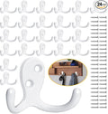 Homanu 24 Pack Coat Hooks, Heavy Duty Double Prong Coat Hooks Wall Mounted by Homanu