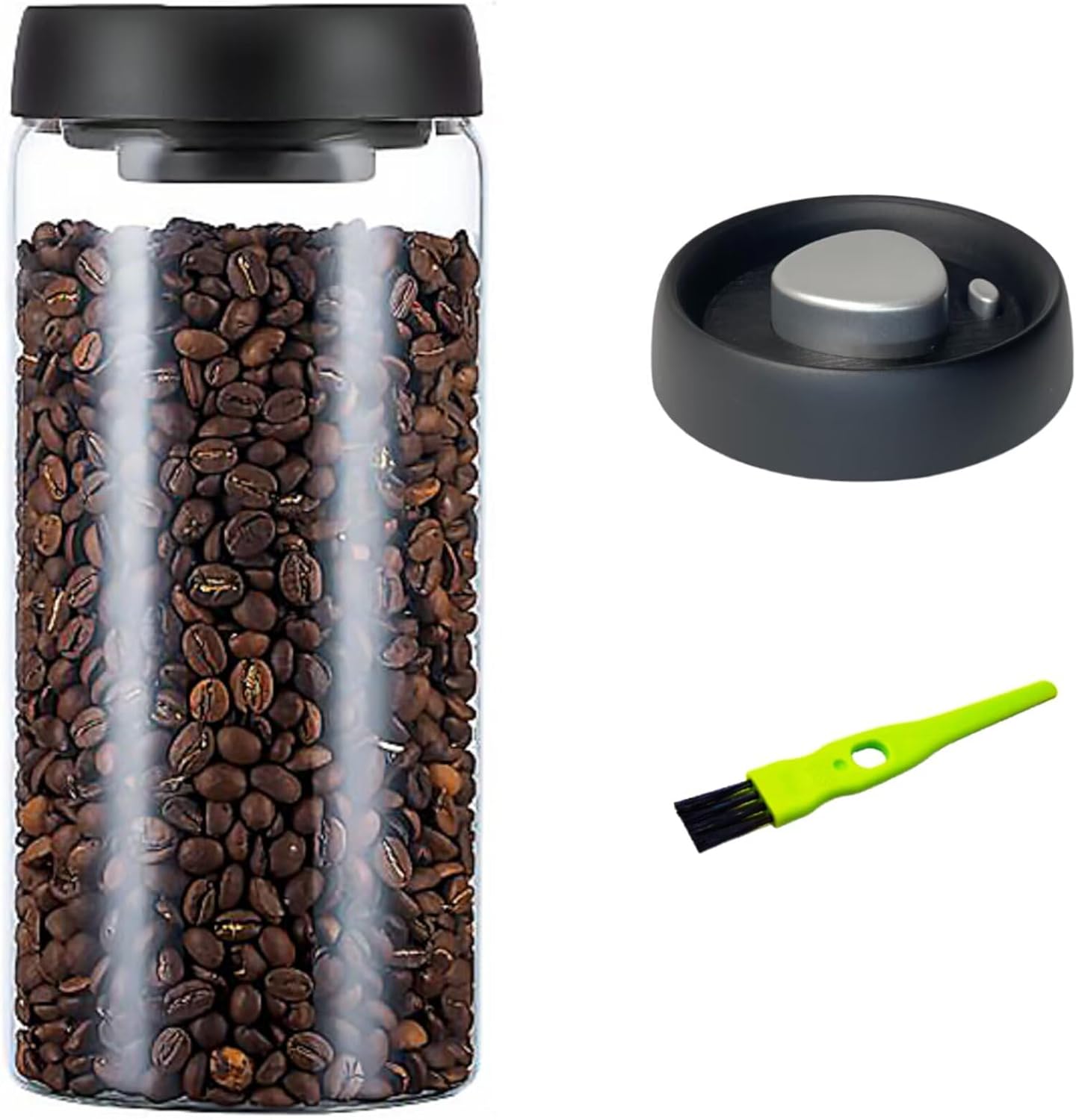 Vacuum Glass Jar with Airtight Lid,61floz/1800ml Borosilicate Glass Coffee Canister Container,Perfect for Coffee Beans & Grounds,Loose Leaf Tea,Candy,Sugar,Nuts,Spices