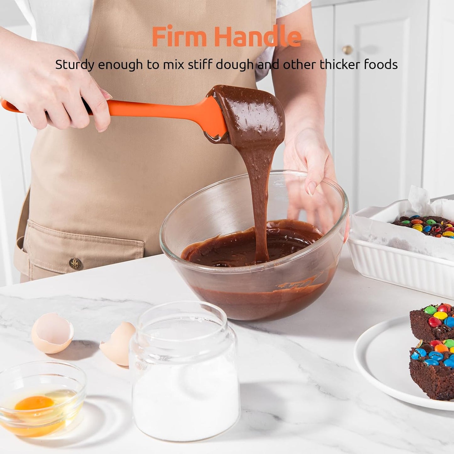 U-Taste Silicone Spatula Set with 600 Degrees Fahrenheit Heat Resistant (Orange)