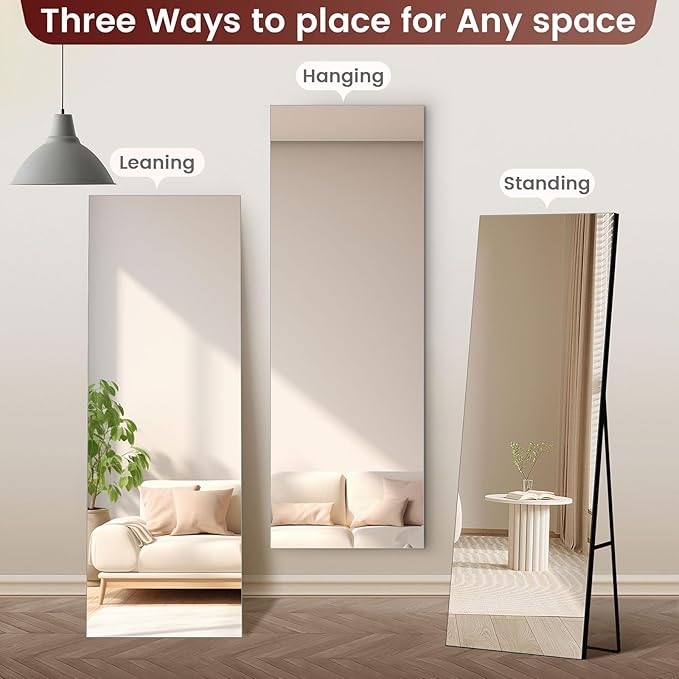 Kosmonia Full Length Mirror, HD Reflection, Standing or Leaning Full Body Mirror - Image 4