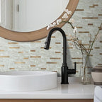 AULIGET 2 Sheets Faux Stone Peel and Stick Backsplash, Light Brown Marble Look - Image 3