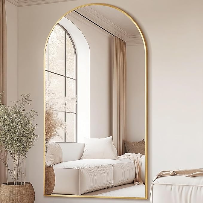 Prywot Full Length Mirror, Oversized 78"x38" Arched-Top Floor Mirror, Free - Image 3