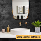 Arthome 17"×120" Black Crocodile Peel and Stick Wallpaper, Charcoal Black - Image 4