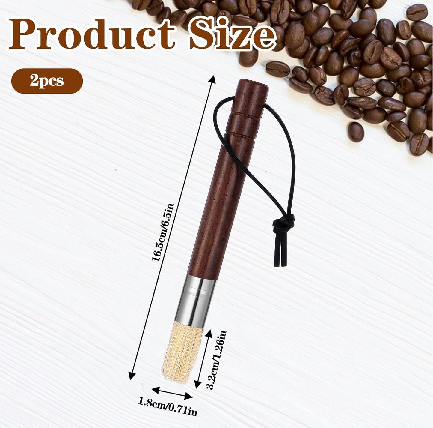 2 Pack Coffee Grinder Brush, Espresso Machine Brush with Wooden Handle and Natural Bristles, Coffee Grinder Cleaning Brushes for Home Kitchen Espresso Machine Cleaner Tool