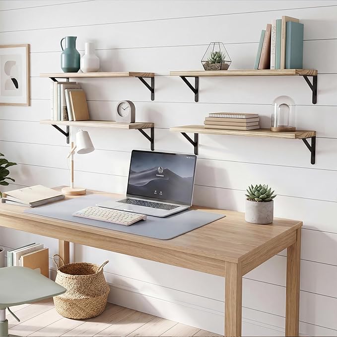 YGEOMER Floating Shelves for Wall, 23in Light Carbonized Brown Wall Shelves for - Image 5