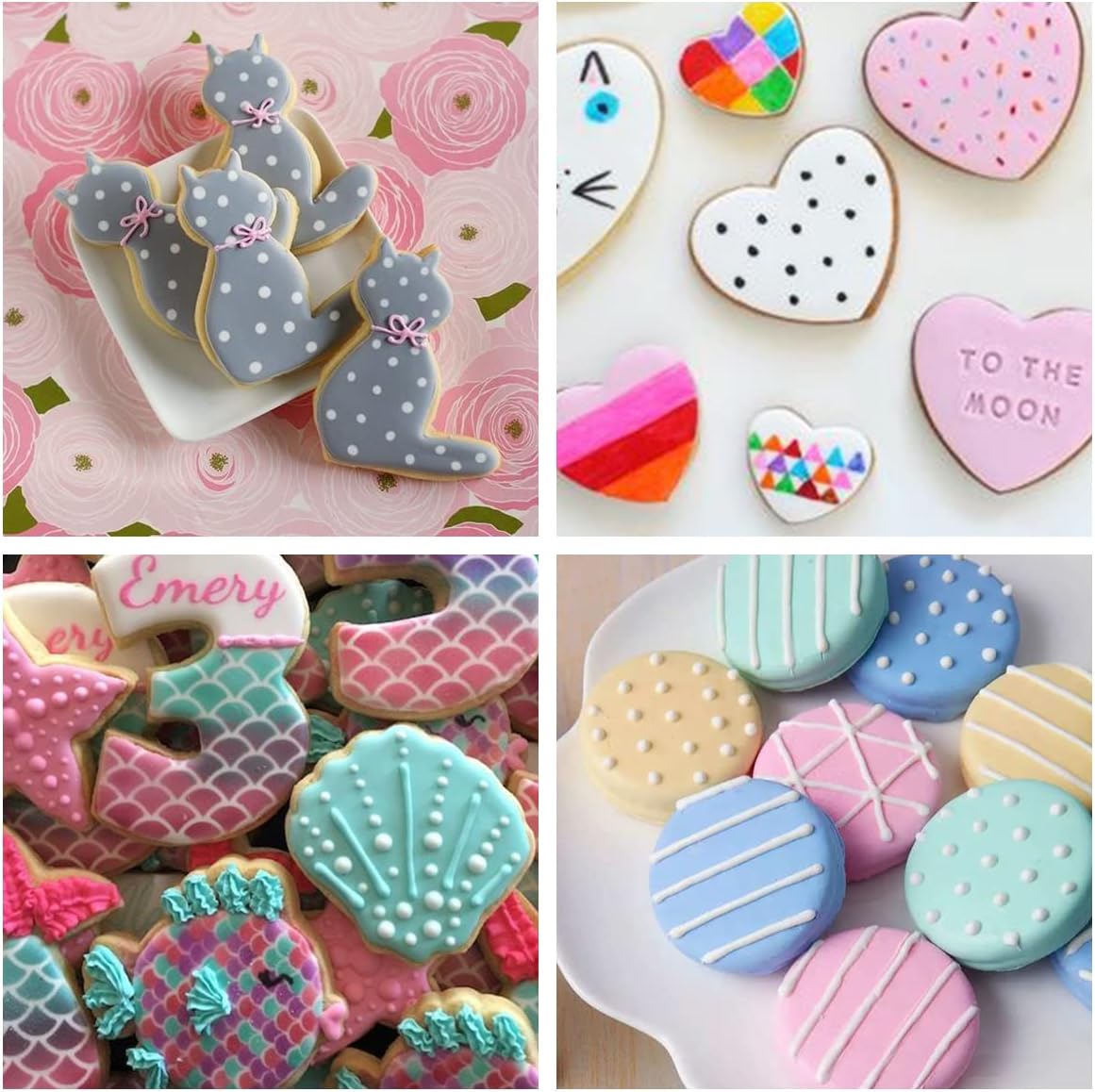 Cookie Stencils for Royal Icing Cookies Sugar Cookie, 16 Pcs 6x6in Reusable Plastic Biscuit Cake Stencils with Checkered Star Heart Dog Paw Shapes for Airbrush Baking Craft Drawing DIY Art Decor
