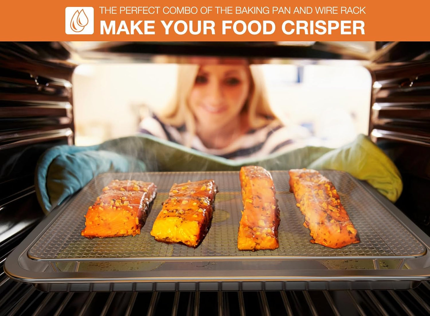 only fire Stainless Steel Baking Sheet with Rack Roasting Pans for Smokers and Pellet Grills Great Kitchen Baking Accessories