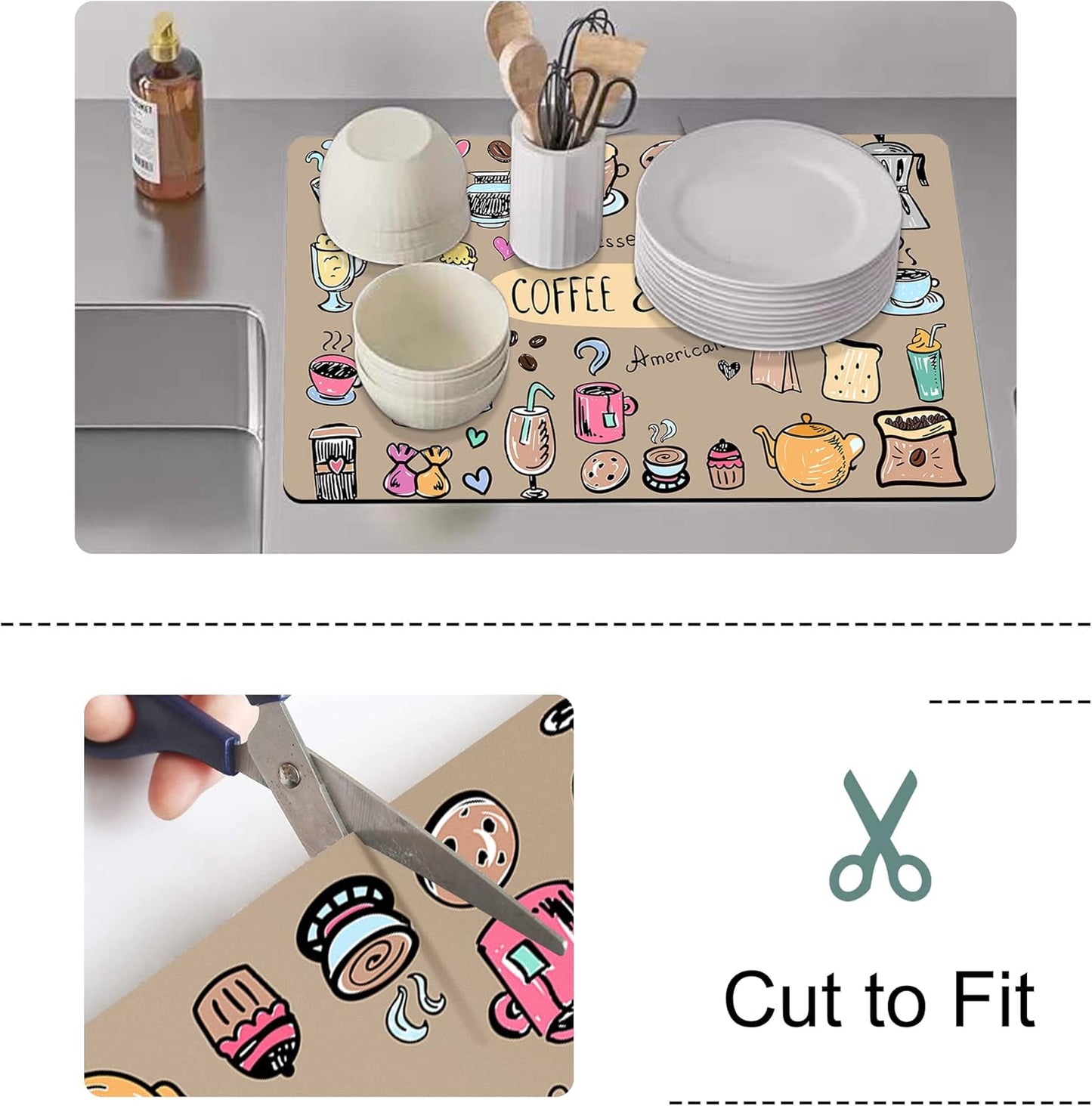 Drip Tray for Coffee Maker,Coffee Pot Mat for Countertops,Coffee Dish Drying Mat for Kitchen Counter Decor,Absorbent Reversible Microfiber Dish Drying Pad Dish Cafe Drainer Rack,pet Water Bowl Mats