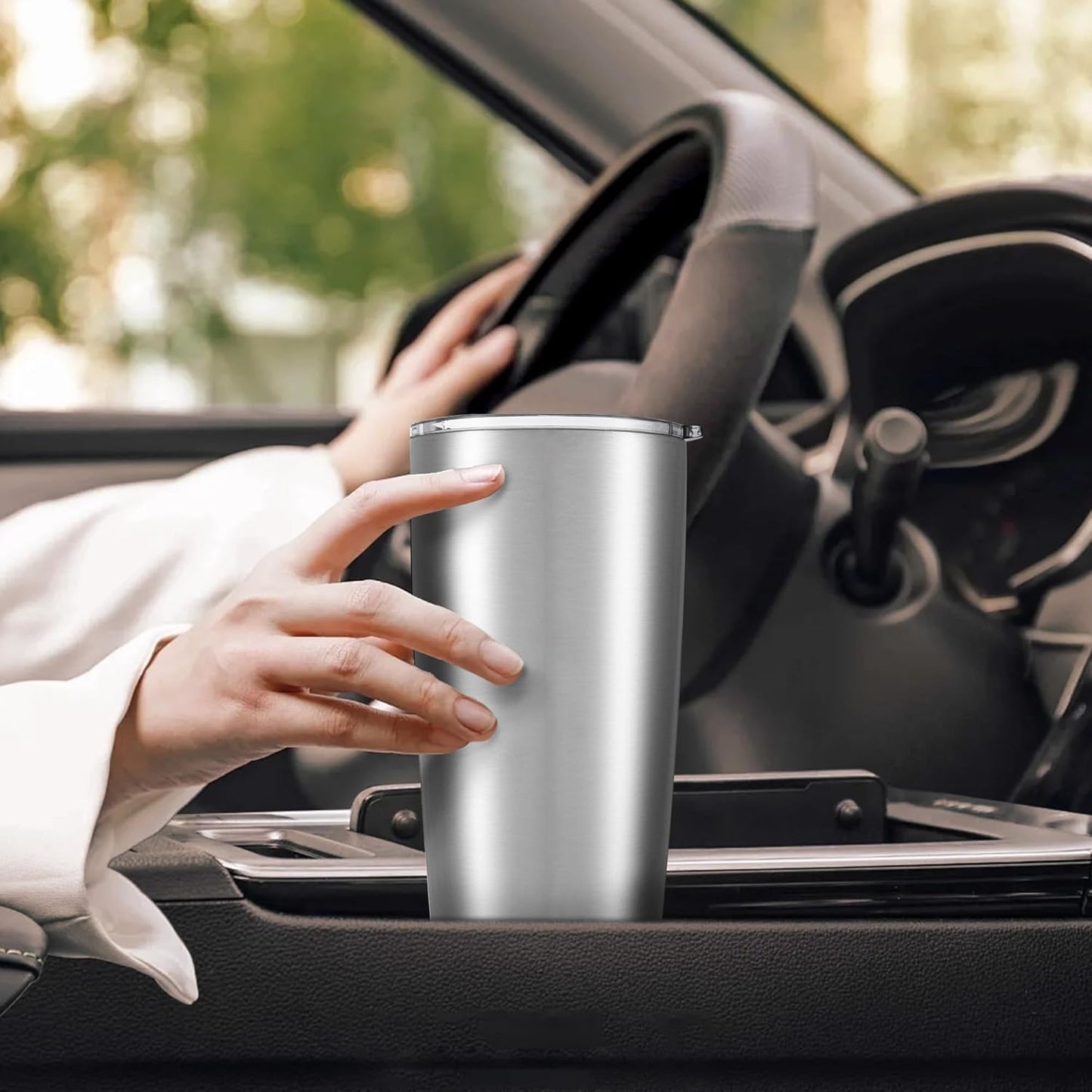 20 oz Tumbler with Lid Stainless Steel Insulated Tumblers Bulk Double Wall Vacuum Cups Powder Coated Travel Mug Keep Drinks Cold and Hot, Stainless Steel, 12 Pack