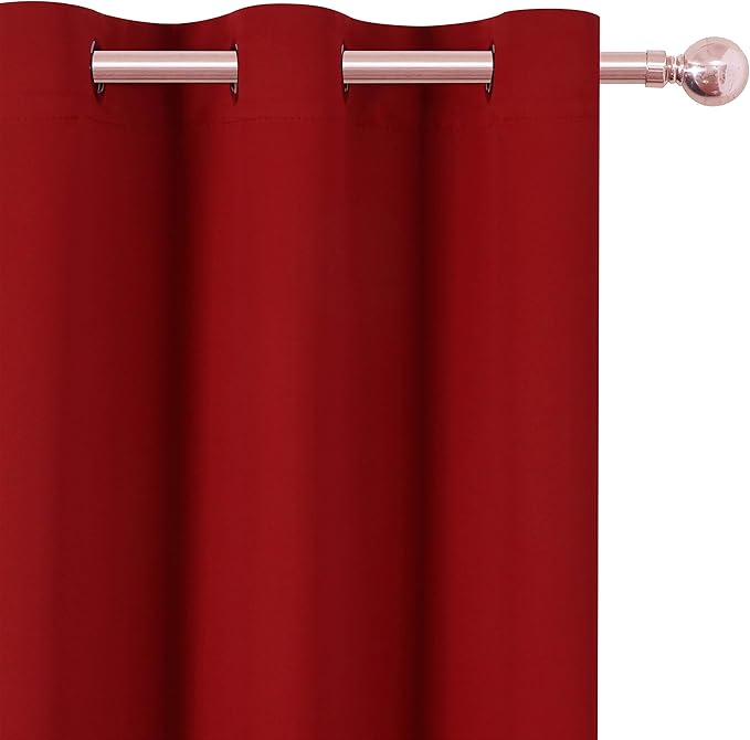 LEMOMO Red Blackout Curtains 34 x 63 Inch Length/Set of 2 Curtain - Image 7