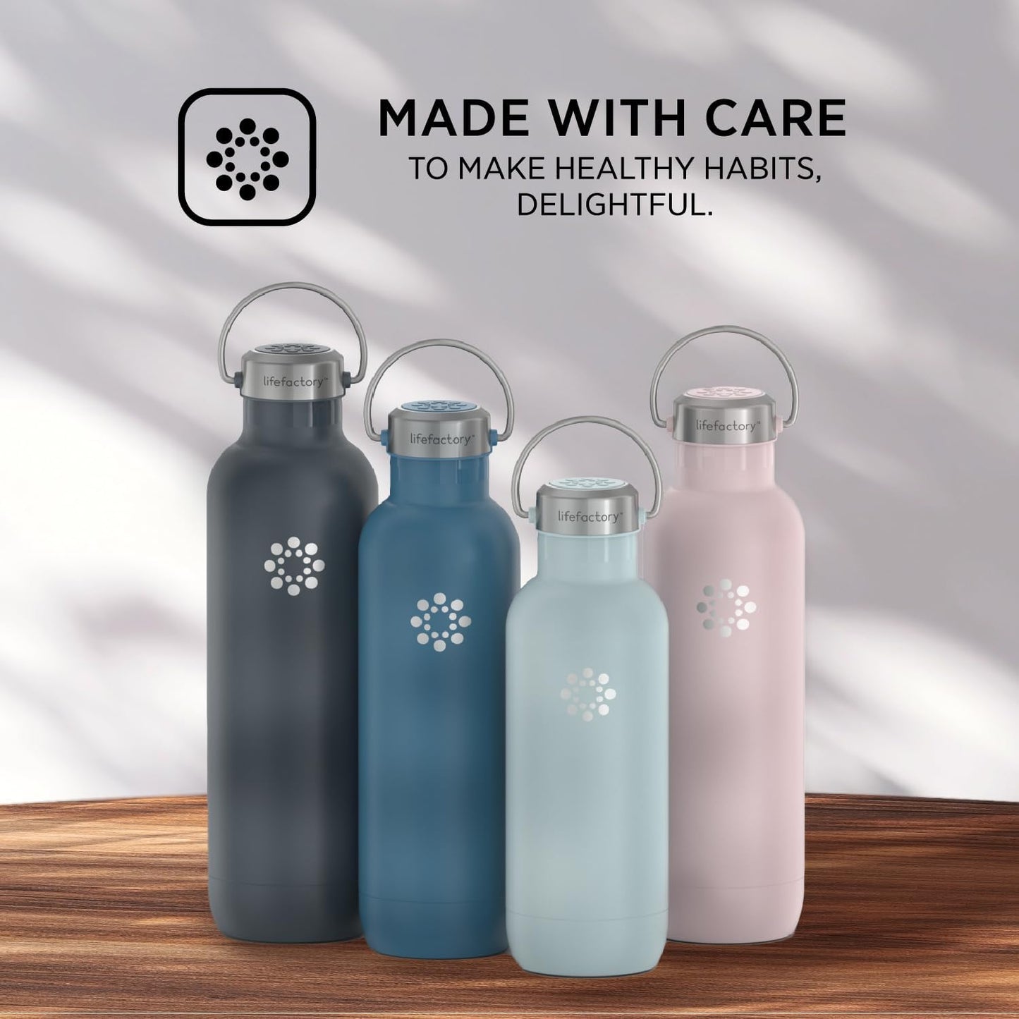 Lifefactory 20-Ounce Stainless Steel Vacuum-Insulated Sport Bottle, Desert Rose