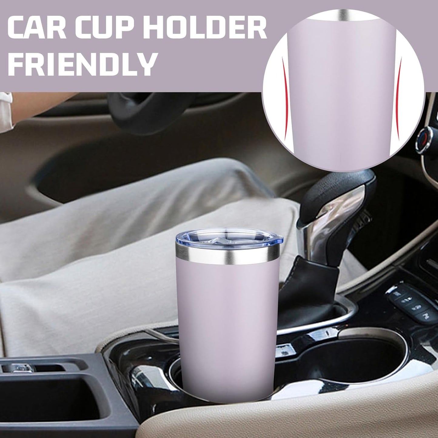 20oz Tumbler with Lid Double Wall Vacuum Insulated Travel Coffee Mug Stainless Steel Thermal Cup Powder Coated Sturdy Coffee Tumbler for Hot and Cold Beverage (Purple,1)