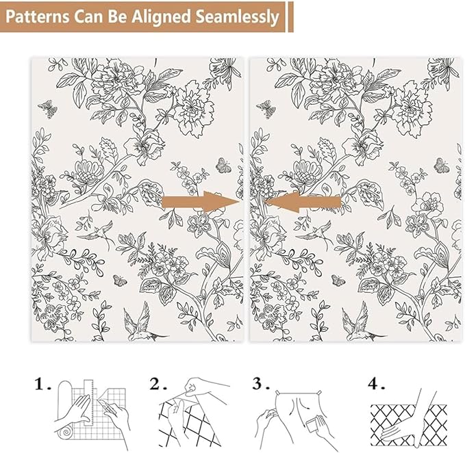 Froluya Black and Cream White Floral Wallpaper Peel and Stick Wallpaper - Image 6