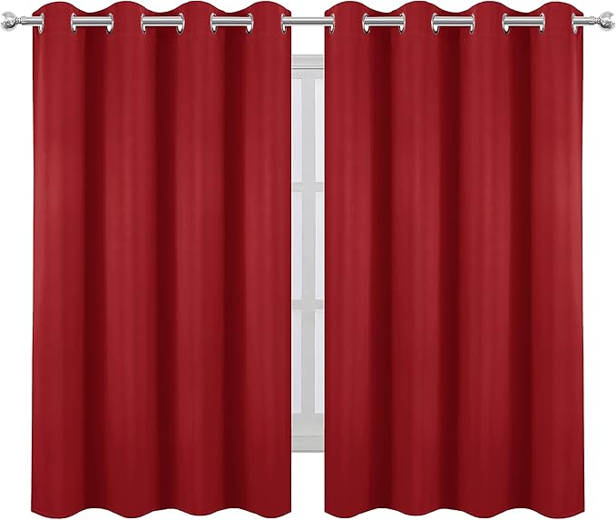 LEMOMO Bright Red Blackout Curtains 52 x 54 Inch Length/Set of 2 Curtain - Image 2