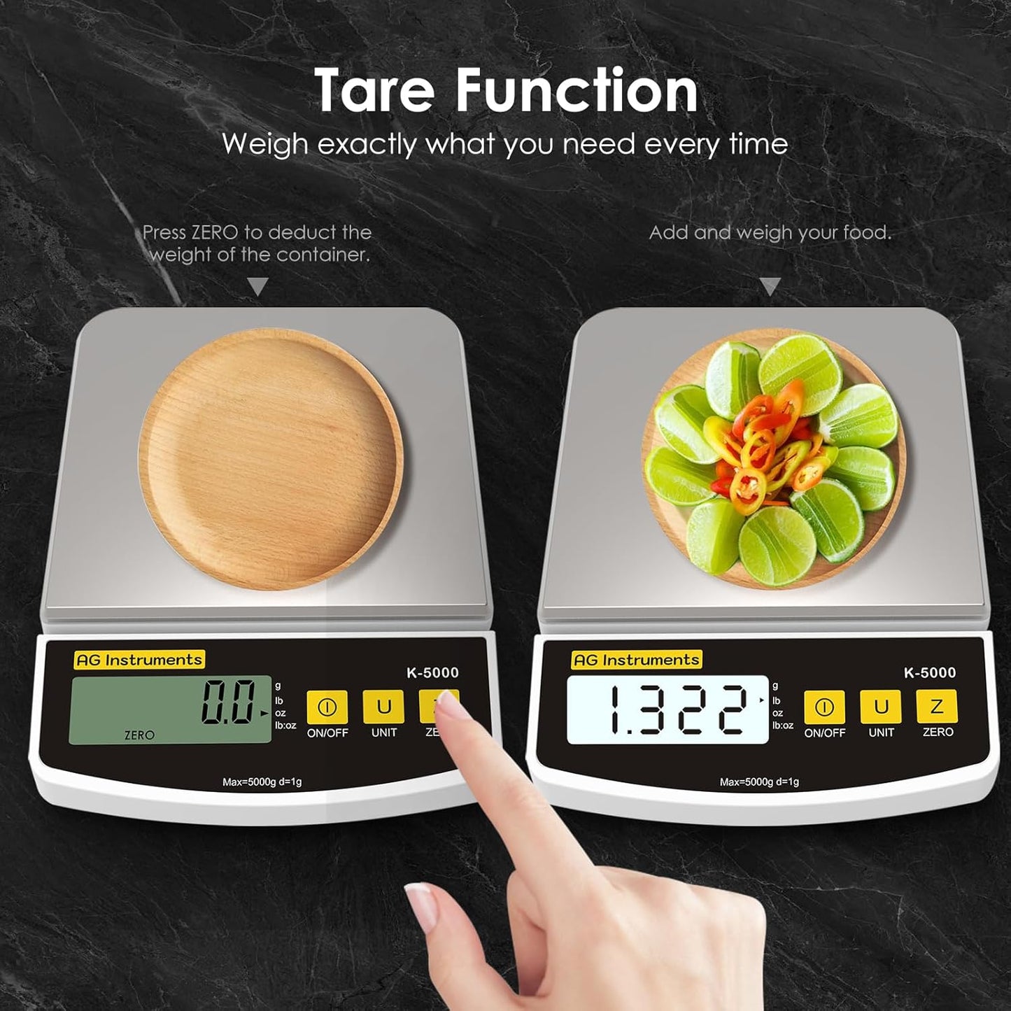 11lb/1g Digital Food Kitchen Scale, Multi-Functional Grams Ounces for Cooking Baking Diet Meal Prep Weight Loss, 4 Units, Stainless Steel Zero Tare Function