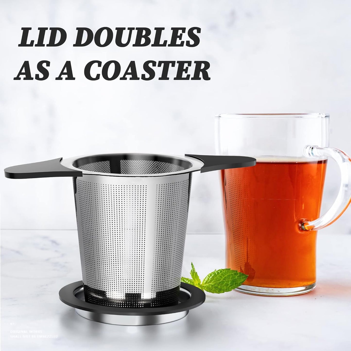 Upgraded Tea Infusers for Loose Tea, Silicone Covered Extra Fine Mesh 18/8 Stainless Steel Tea Strainer with Large Capacity & Double Handles to Steep Loose Leaf Tea and Coffee 2 Pack