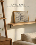 InSimSea Framed Canvas Wall Art, Neutral Sketch Tree Painting, Rustic Nature - Image 3
