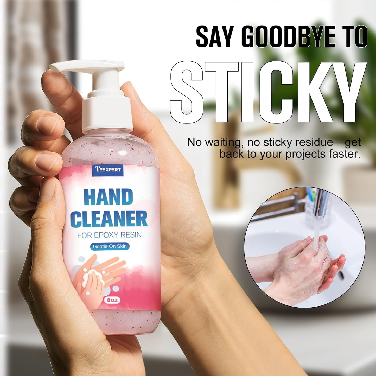 Teexpert Resin Remover Gel 8OZ Hand Cleaner For Epoxy Resin All-Natural Gentle & Moisturizing Hand Cleanser Ideal for Removing Uncured Resin Molds Tools