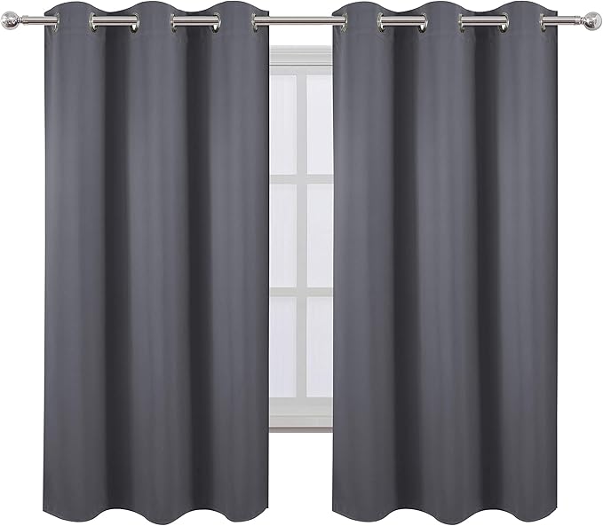 LEMOMO Grey Thermal Blackout Curtains/42 x 63 Inch/Set of 2 Panels Room - Image 2